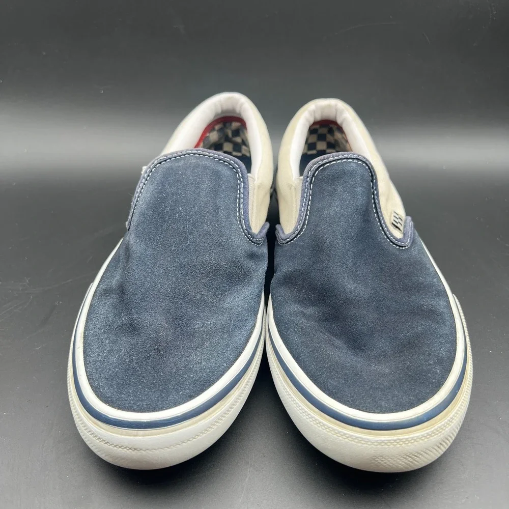 Vans Classic Slip-On Mens 8 Sneaker Navy Blue Suede Low Top Skateboard Shoes